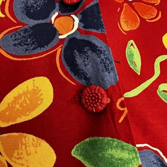 VTG Jacque & Koko Romper Womens 14/16 Pockets Floral Red Multicolor *See Note - Picture 5 of 16